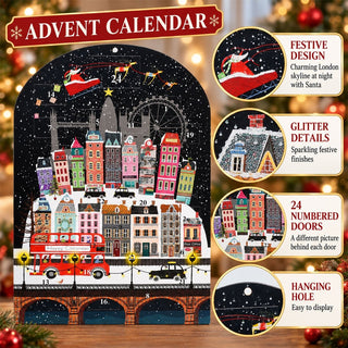 London Skyline Christmas Advent Calendar with 24 Doors and Glitter Details