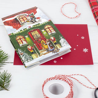 Mini Pop - up Christmas Advent Calendar House with 24 Glittery Doors & Envelope