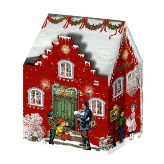 Mini Pop - up Christmas Advent Calendar House with 24 Glittery Doors & Envelope