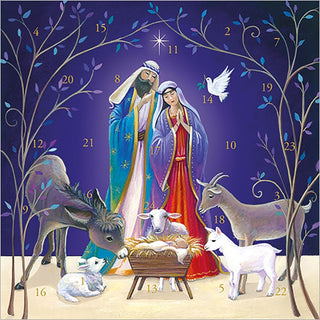 Nativity Animals Advent Calendar Greetings Card | Christmas Advent Calendar