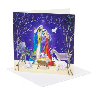 Nativity Animals Advent Calendar Greetings Card | Christmas Advent Calendar