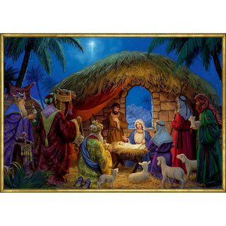 Nativity Christmas Advent Calendar | Religious Calendar with Manger Scene - A3