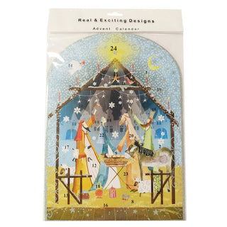 Nativity Christmas Advent Calendar with 24 Doors and Glitter Details