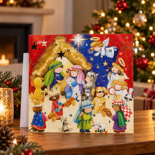 Nativity Scene Advent Calendar Greetings Card, 24 Door Christmas Advent