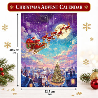 Over the Rooftops Christmas Advent Calendar, Santa's Flying Sleigh Scene