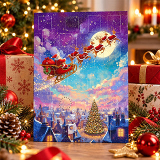 Over the Rooftops Christmas Advent Calendar, Santa's Flying Sleigh Scene