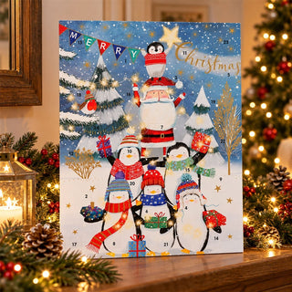 Penguin Tree Christmas Advent Calendar, 41cm Father Christmas & Penguins
