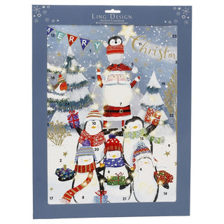 Penguin Tree Christmas Advent Calendar, 41cm Father Christmas & Penguins