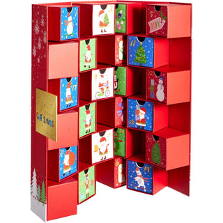 Red Folding Fill Your Own Christmas Advent Calendar, 24 Drawer Countdown