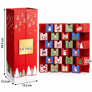 Red Folding Fill Your Own Christmas Advent Calendar, 24 Drawer Countdown