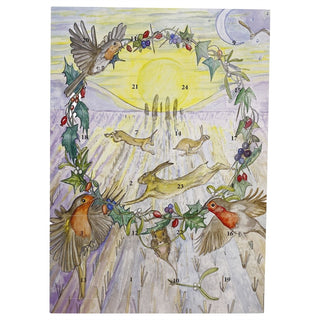 Robin Wreath Folklore Christmas Advent Calendar, A4 Winter Wildlife