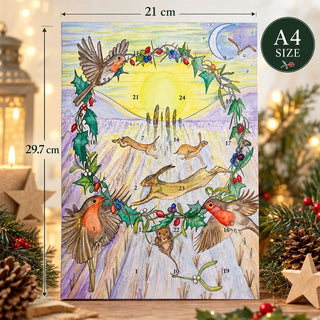 Robin Wreath Folklore Christmas Advent Calendar, A4 Winter Wildlife