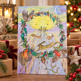 Robin Wreath Folklore Christmas Advent Calendar, A4 Winter Wildlife