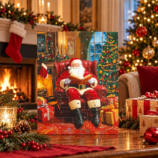 Santa by the Fireside Christmas Advent Calendar, Santa Reading by the Fire