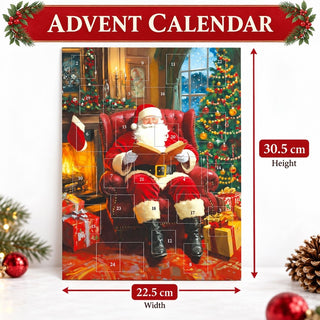 Santa by the Fireside Christmas Advent Calendar, Santa Reading by the Fire