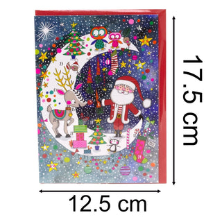 Santa on the Moon - Christmas Advent Calendar Greetings Card & Envelope