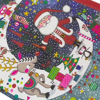 Santa on the Moon - Christmas Advent Calendar Greetings Card & Envelope