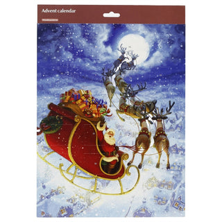 Santa Over the Rooftops Christmas Advent Calendar, 41cm Traditional Santa Scene