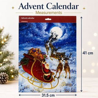 Santa Over the Rooftops Christmas Advent Calendar, 41cm Traditional Santa Scene