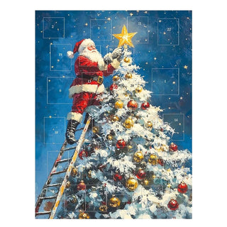 Santa Places the Star Christmas Advent Calendar, Santa Decorating Christmas Tree