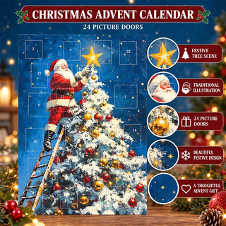 Santa Places the Star Christmas Advent Calendar, Santa Decorating Christmas Tree