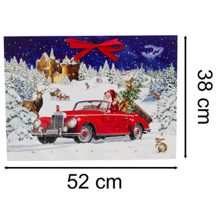 Santa Road Trip Advent Calendar | Father Christmas in Car with 24 Glittery Doors - 52x38cm
