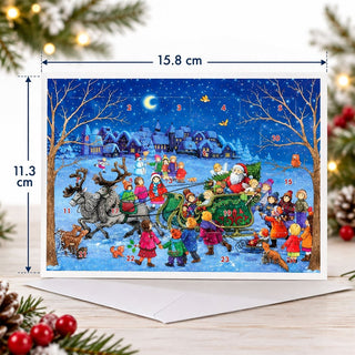 Santa Sleigh Christmas Advent Calendar Greeting Card, A6 Christmas Countdown