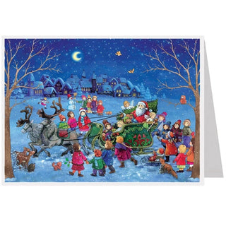 Santa Sleigh Christmas Advent Calendar Greeting Card, A6 Christmas Countdown