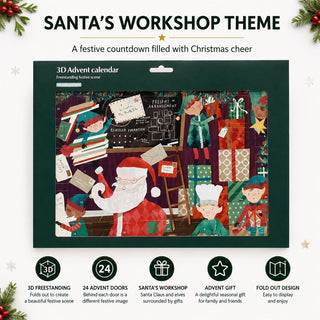 Santa's Workshop 3D Christmas Advent Calendar, Freestanding Fold-Out Scene