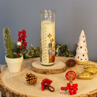 Santa's Workshop Christmas Advent Candle | Pillar Candle in Glass Jar - 21cm