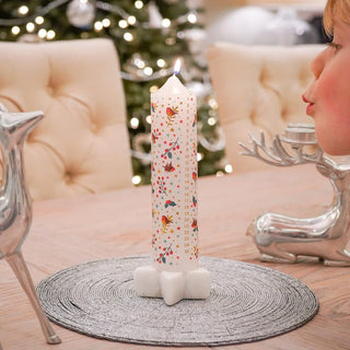 Set of 2 Deck The Halls Christmas Advent Candles | Christmas Pillar Candles