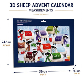 Sheep with Blankets 3D Christmas Advent Calendar, Freestanding 24 Door