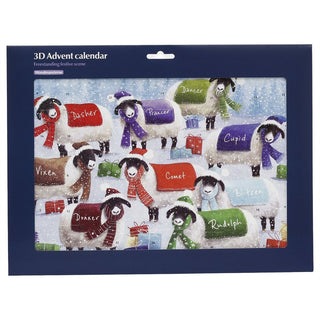 Sheep with Blankets 3D Christmas Advent Calendar, Freestanding 24 Door