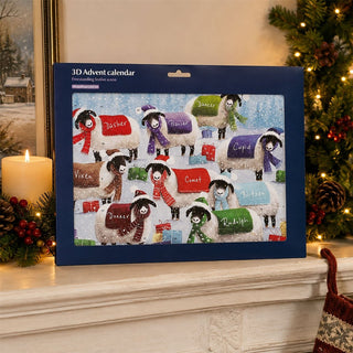 Sheep with Blankets 3D Christmas Advent Calendar, Freestanding 24 Door