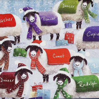 Sheep with Blankets 3D Christmas Advent Calendar, Freestanding 24 Door