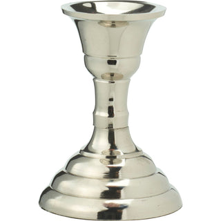 Silver Metal Candlestick | Silver Effect Short Candle Holder Stand - 8cm