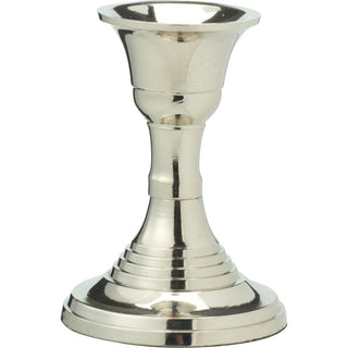 Silver Metal Candlestick | Silver Effect Short Candle Holder Stand - 8cm