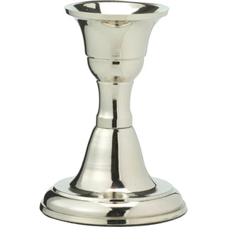 Silver Metal Candlestick | Silver Effect Short Candle Holder Stand - 8cm