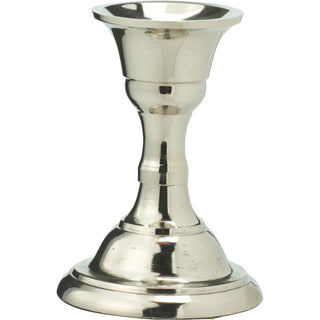 Silver Metal Candlestick | Silver Effect Short Candle Holder Stand - 8cm