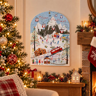 Ski Christmas Advent Calendar with 24 Doors and Glitter Details