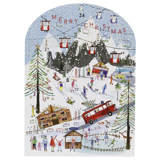 Ski Christmas Advent Calendar with 24 Doors and Glitter Details
