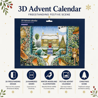 Snowy Cottage 3D Christmas Advent Calendar, Freestanding Picture Calendar