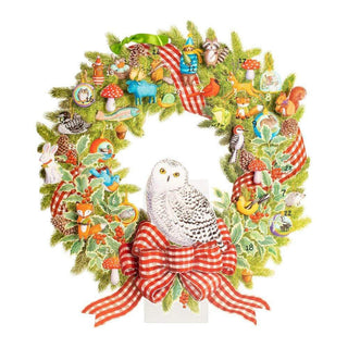 Snowy Owl 3D Christmas Advent Calendar | Christmas Wreath - Shaped Calendar - 33cm