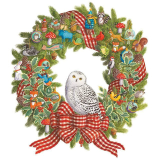 Snowy Owl 3D Christmas Advent Calendar | Christmas Wreath - Shaped Calendar - 33cm