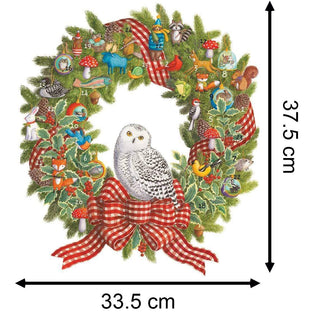 Snowy Owl 3D Christmas Advent Calendar | Christmas Wreath - Shaped Calendar - 33cm
