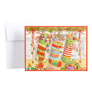 Stocking on the Mantle Advent Calendar Card with Envelope | Christmas Calendar