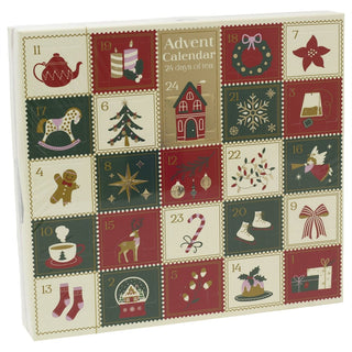 Tea Christmas Advent Calendar, 24 Different Teas in Festive Foldable Box