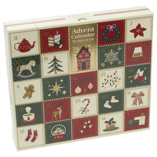 Tea Christmas Advent Calendar, 24 Different Teas in Festive Foldable Box