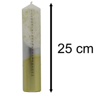 The Colour Emporium Gilded Silver Hand - dipped Christmas Advent Pillar Candle