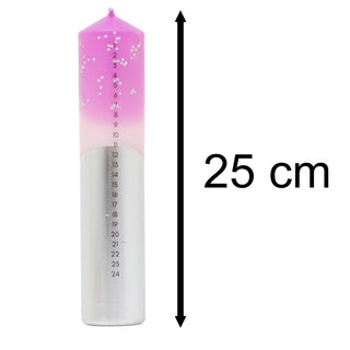 The Colour Emporium Stardust Blush Hand - dipped Christmas Advent Pillar Candle
